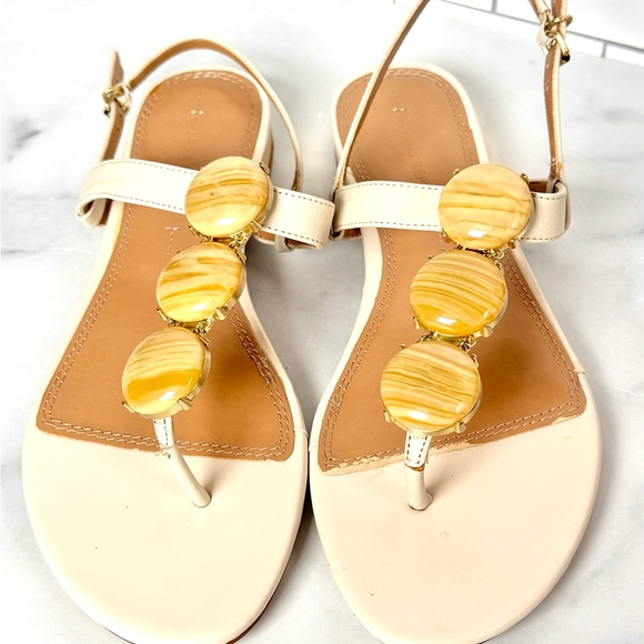 Elegant Cream Sandals with Faux Stones - Picture 9 of 10